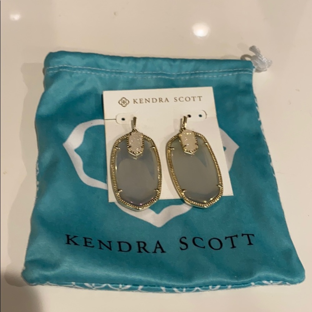 Darcy Earrings iridescent druzy and slate